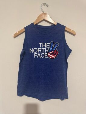 The North Face Girls Americana Peace Patriotic Tank Top Blue Size Large 14/16